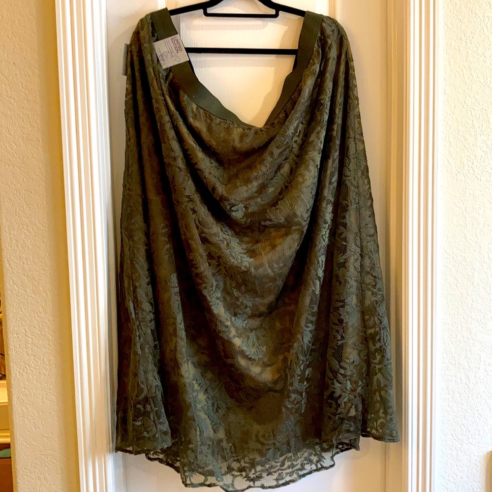 NWT Catherines Olive lined Lace skirt PLUS sz 4X